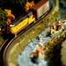 Figurine kayakers beside a working train in the Fall display on Monday. Daniel Brenner I AnnArbor.com